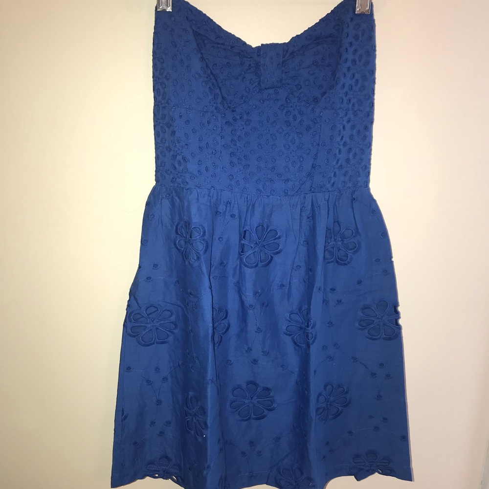 Royal blue strapless dress